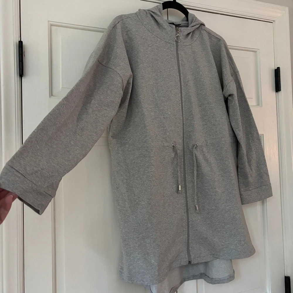 Refka Women's Casual Gray Utility Jacket Full Zip‎ Hooded Sweatshirt Size US 10